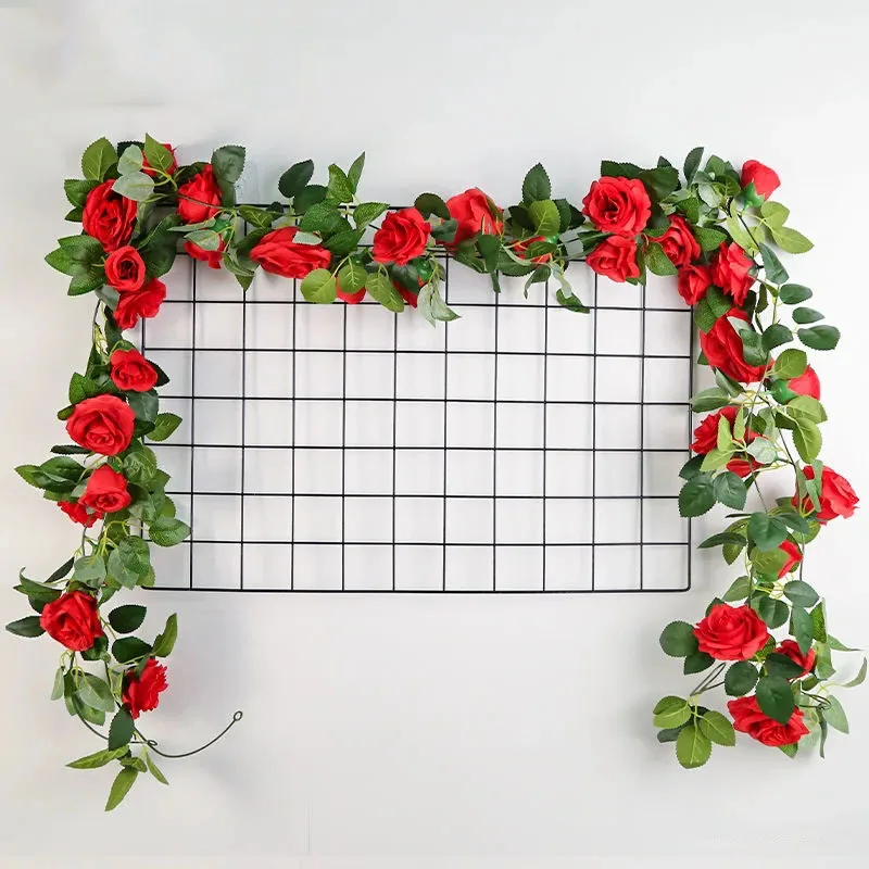 Artificial Plastic Rose Green Plant Vine Wrapped Air Conditioning Water Pipe Rattan House Ceiling Decoration Simulation Flower