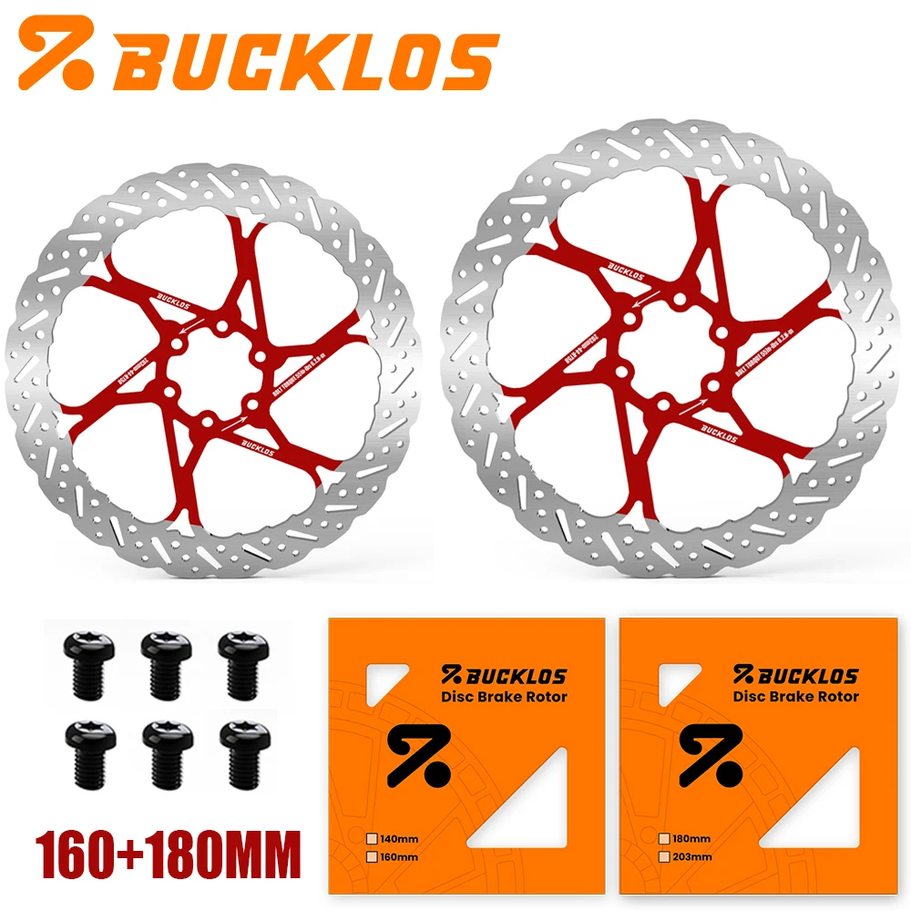 BUCKLOS 2 Stück Fahrrad-Bremsscheiben 160mm 140mm 180mm 203mm Bremsscheiben mit Wärmeableitung Hydraulische Scheibenbremsen Rotor