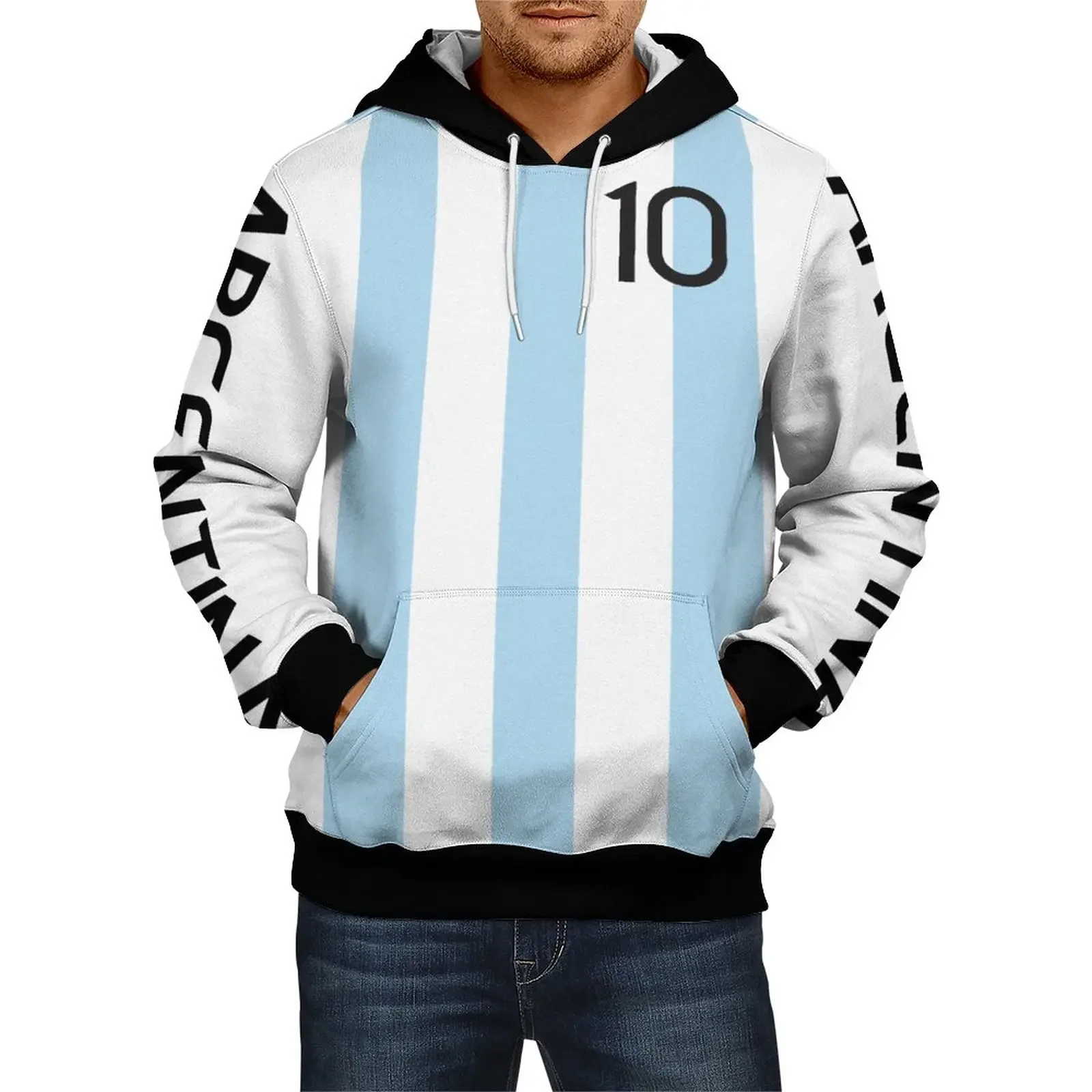 Jumeast Argentina Football Hoodies Soccer Selection 2022 ARG Team 3D Print Shirt Drip YK2 Clothing Baggy White Hoody Sport Tops