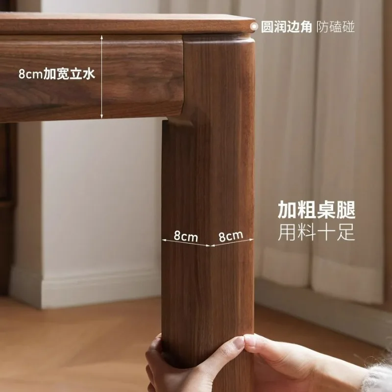 Massivholz-Esstisch, nordamerikanischer schwarzer Walnuss, einfacher Esstisch, Restaurant, Zuhause, gerades Bein, großer Bretttisch, modern