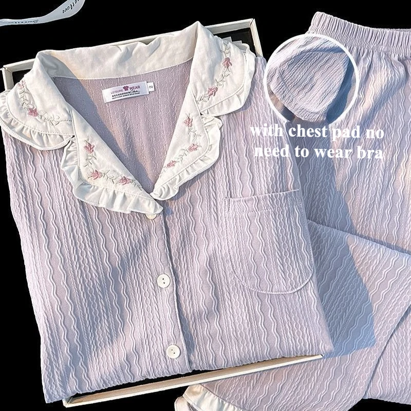 2025 Pajamas for Women Cotton Long-sleeved Pijamas Women Fashion New Cute High-end Sweet Girl Loungewear Sleepwear Women
