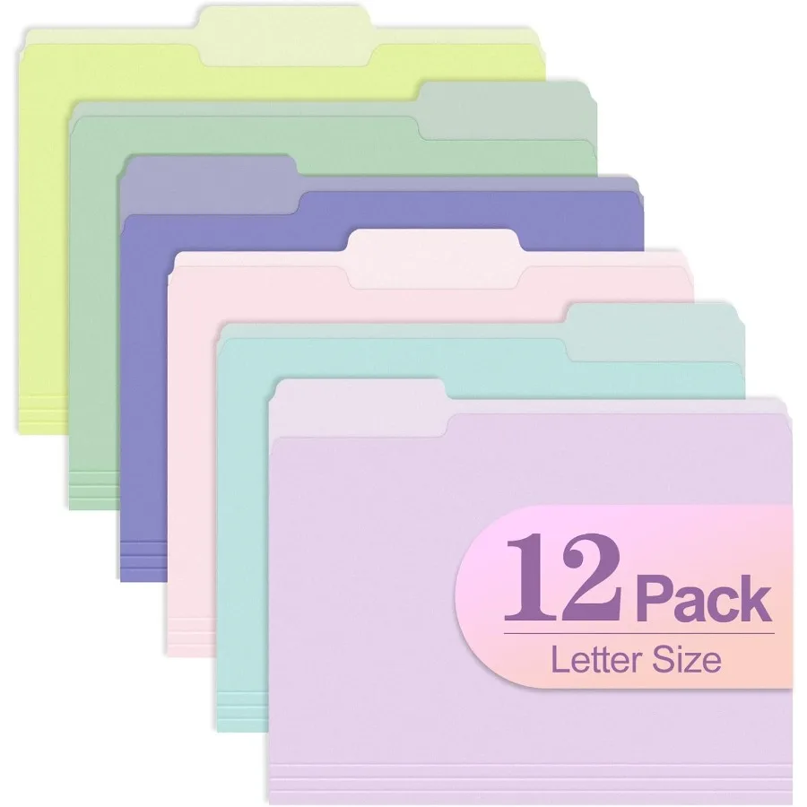 مجموعة مجلدات الملفات الملونة مكونة من 12 1 3 مجلد حجم الحروف المقطوعة لملفات المستندات 8.5 × 11 6 ألوان ملفًا للمكتب Sc