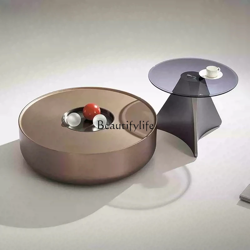 

Minimalist light luxury coffee table high sense modern simple tall and short round coffee table combination