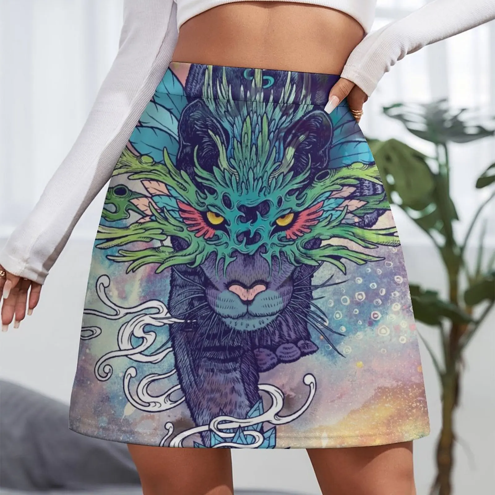 Rok Mini Spectral Cat Rok mini Rok untuk anak perempuan estetika tahun 90an