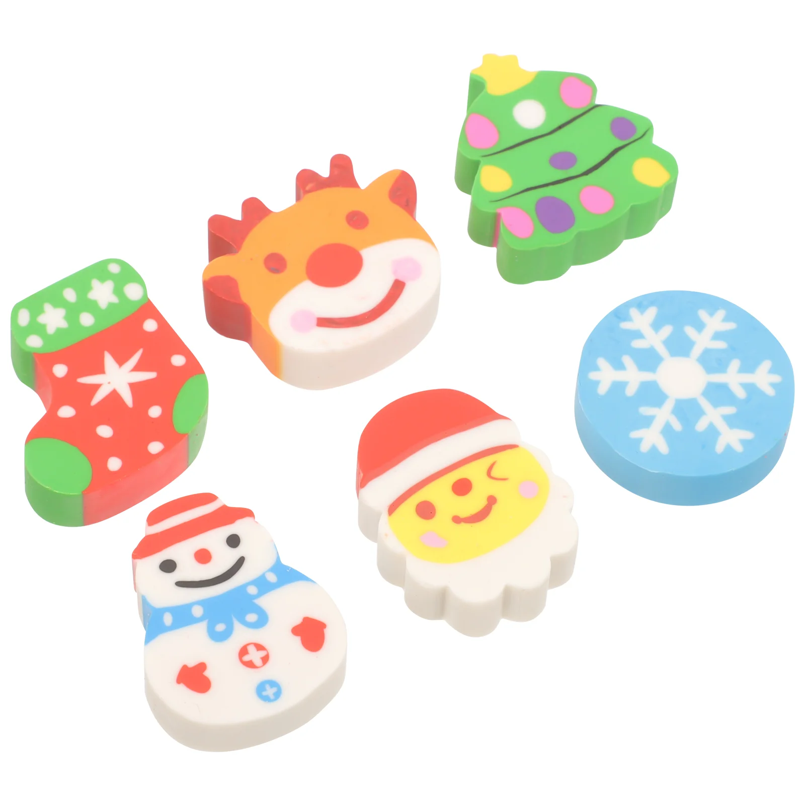 10 Pcs Christmas Eraser Novelty Erasers Gifts School Dining Table Cartoon Elk Rubber Stationery