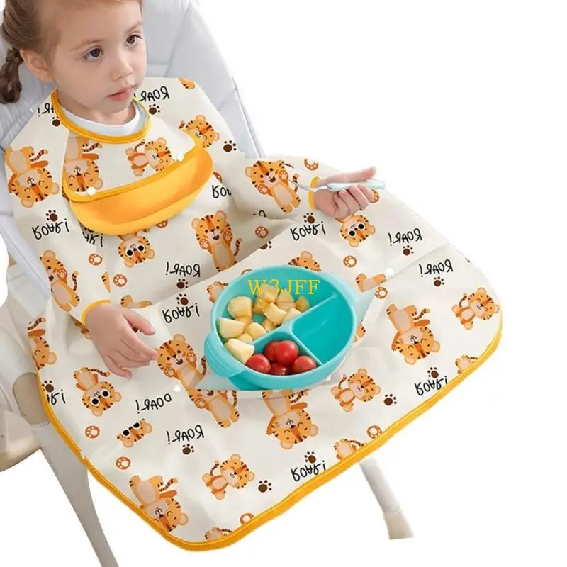 

W3JF Infant Highchair Bib Cover Water Proofing Baby Feeding Apron Keep Clothes Clean