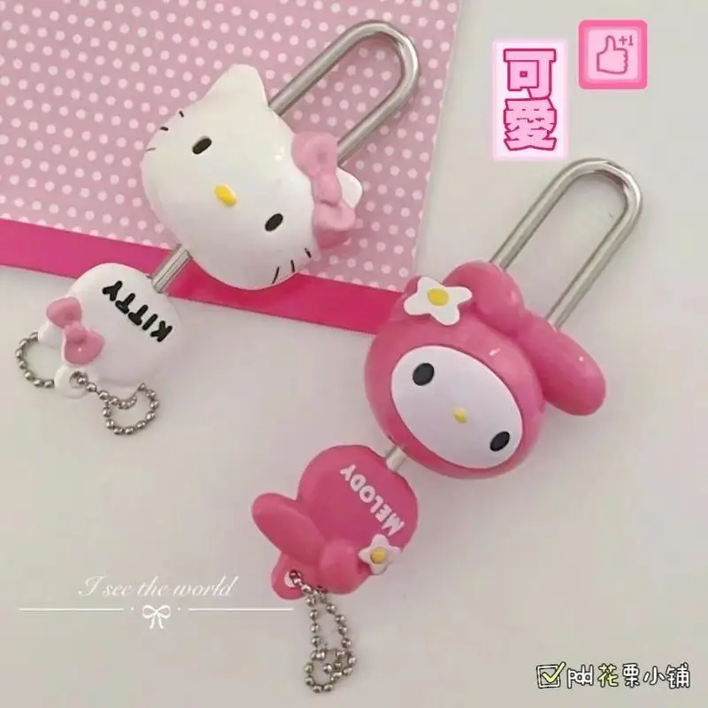 Cute Sanrio Hello Kitty Padlock My Melody Anime Cartoon Creative Doll Trunk Cabinet Schoolbag Small Lock Secret Protection Lock