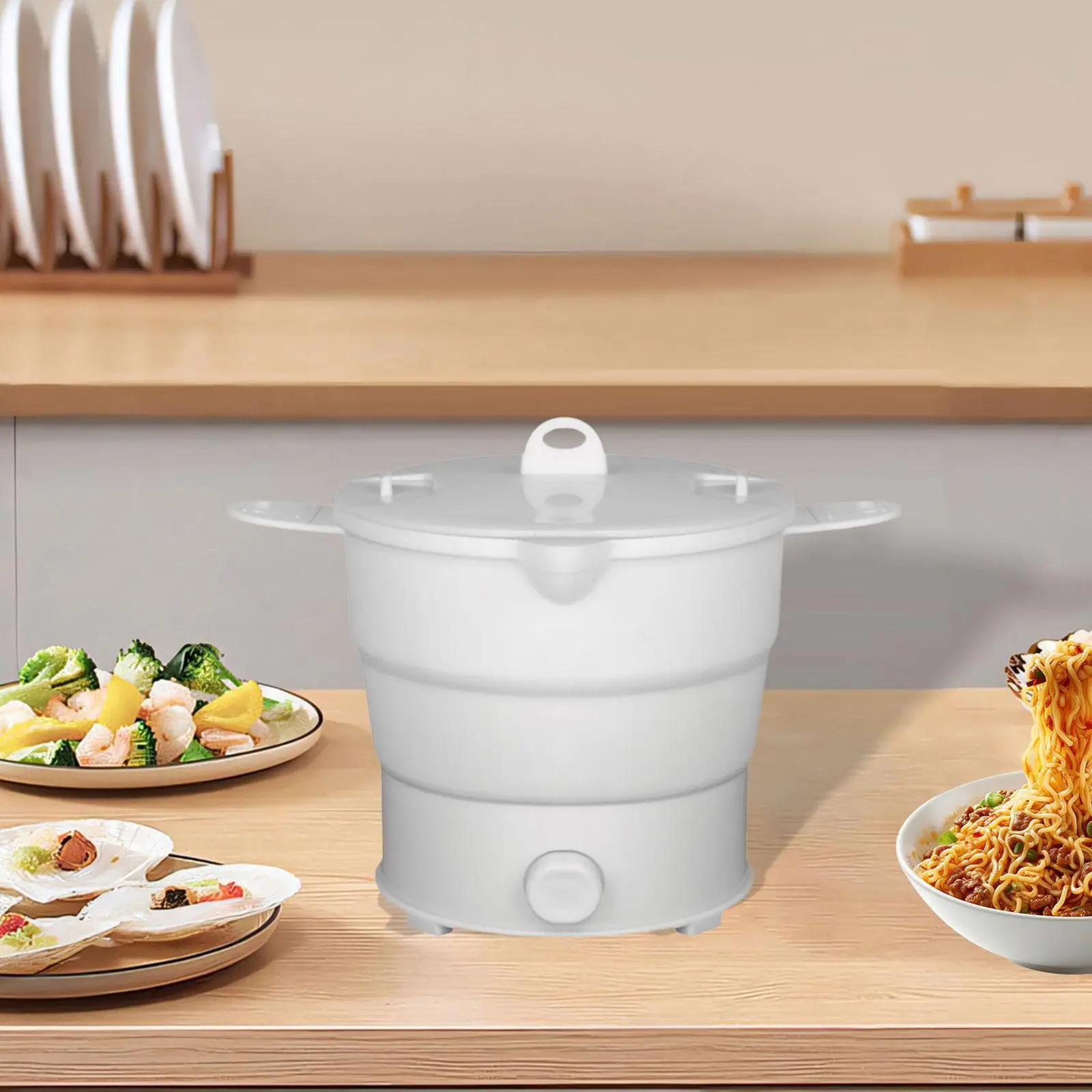 Water Boiling Pot with Steamer Multifunctional Foldable Electric Cooker for Porridge Business Trip Office Noodle Cooking Rice