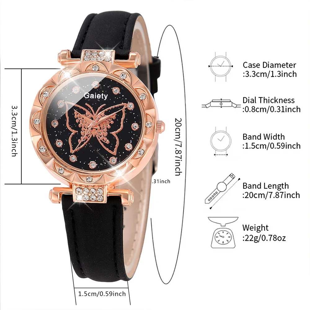 1PCS GAIETY Simple Luxury Leather Strap Watch Black Casual Fashion Quartz Watch Is The Perfect Gift For Her (No Box)