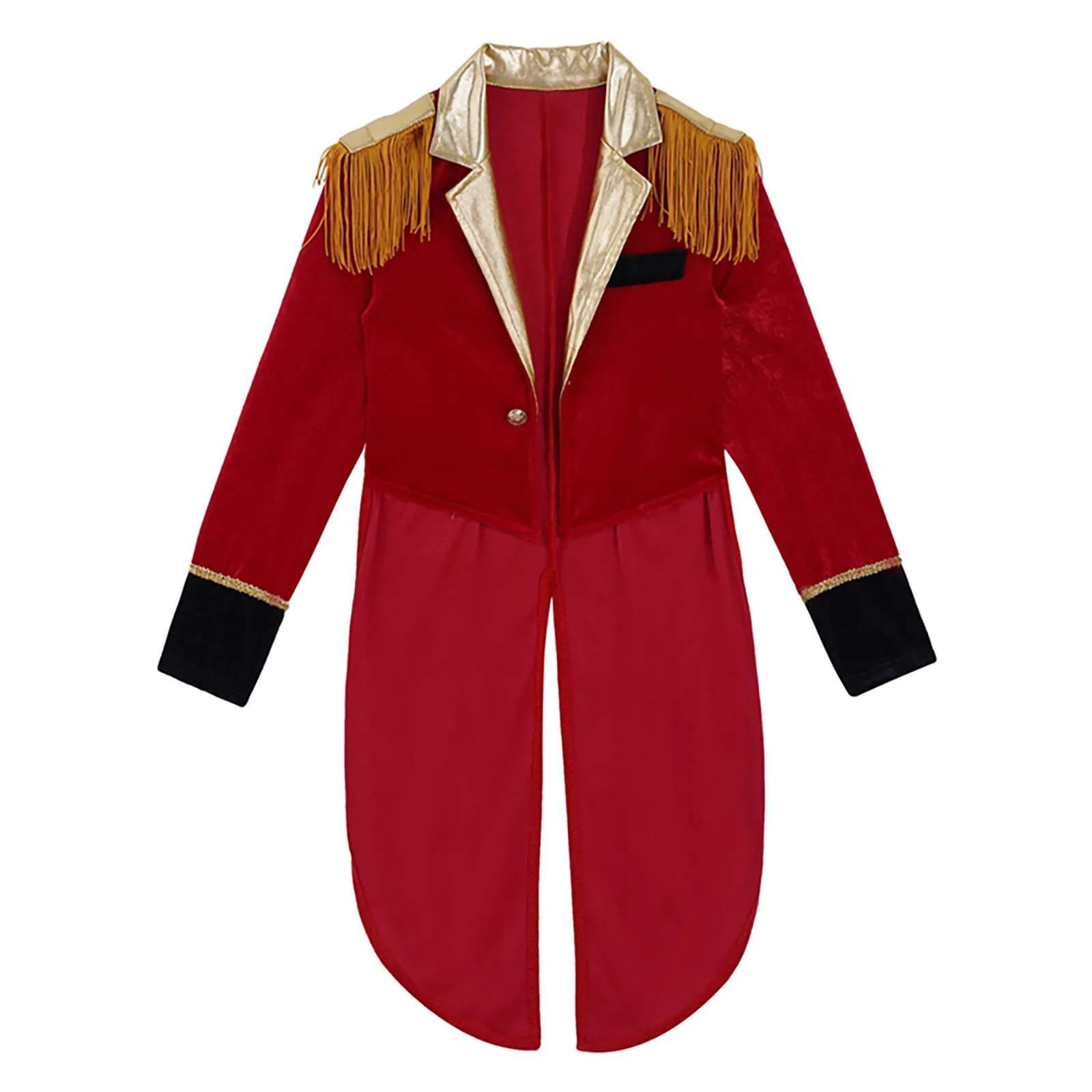 Kids Boys Marching Band Costume Drum Major Conductor Uniform Long Sleeve Tassel Tailcoat Jacket for Circus Cosplay Performance