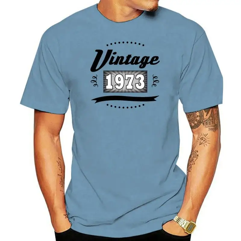 

Print Fashion Vintage 1973 T-Shirt 100% Cotton Unisex O-Neck Basic Solid Awesome Boy Girl Tshirts 2022 Short Sleeve