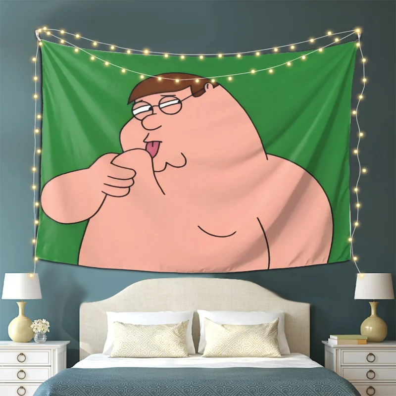VIKAMA Funny Adult Cartoon Meme Tapestry Muscular Woman Couple Comedy TV Style Wall Hanging Dorm Bedroom Living Room Decor