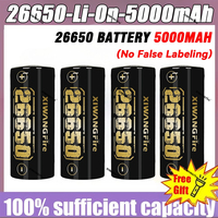 3.7V 26650 Battery 5000mAh Capacity Rechargeable Power Batteries 26650 Lithium Battery with Aluminium alloy Mini Flashlight