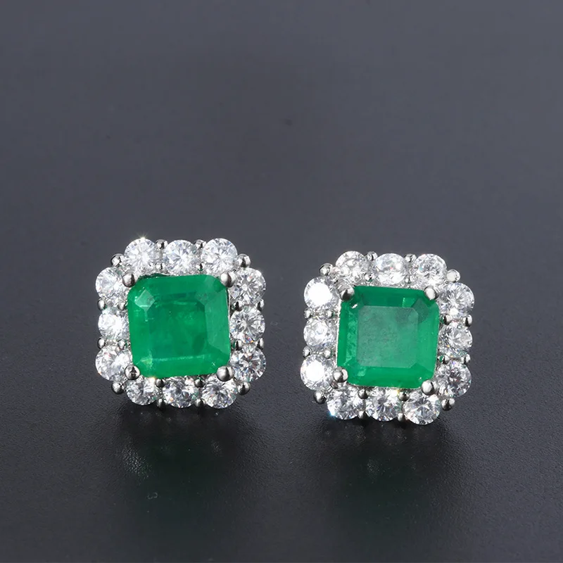 

New High-end Jewelry Luxury Colorful Treasure Popular Emerald Earrings Jewelry Retro Earrings Earrings