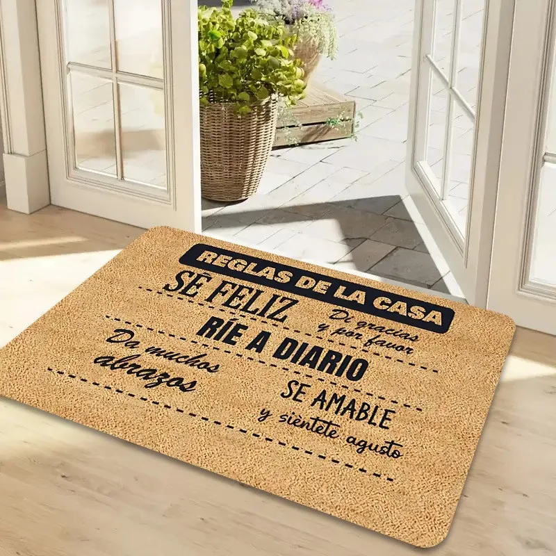 Vintage Retro Stripe Good Vibes Letter Doormat Entry Trendy Rug Anti Slip Floor Mat For Boho Casual Home Front Entrance