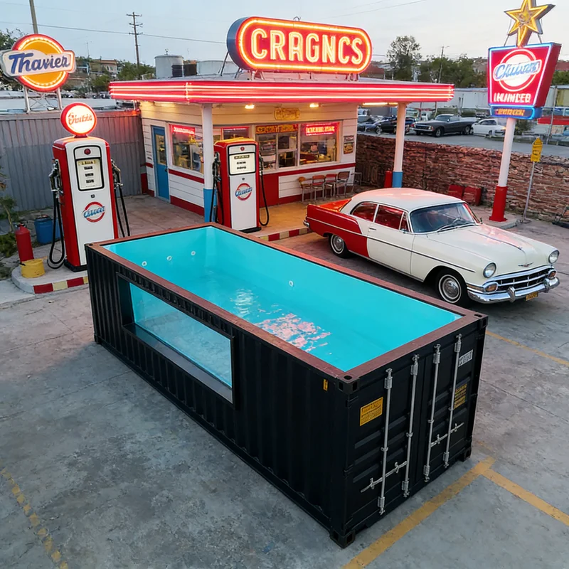 Customized Factory Prefab 20ft 40ft Shipping Container Swimming Pools with with Spa Acrylic Window for Outdoor