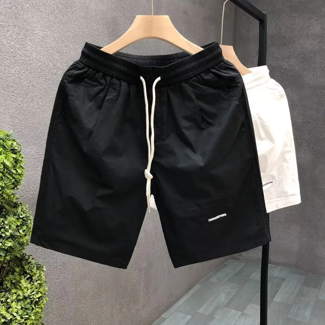 White Shorts Men's Trendy Brand Ruffian Handsome Light Luxury Casual Five-point Pants Wear Quick-drying Beach Pants