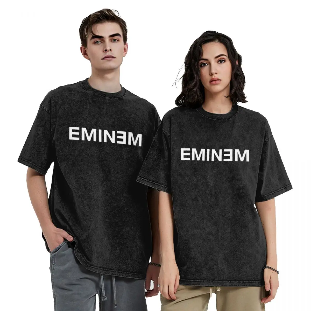 

Футболки с короткими рукавами Eminem в стиле хип-хоп, потертые топы, футболки, уличная футболка большого размера для мужчин и женщин