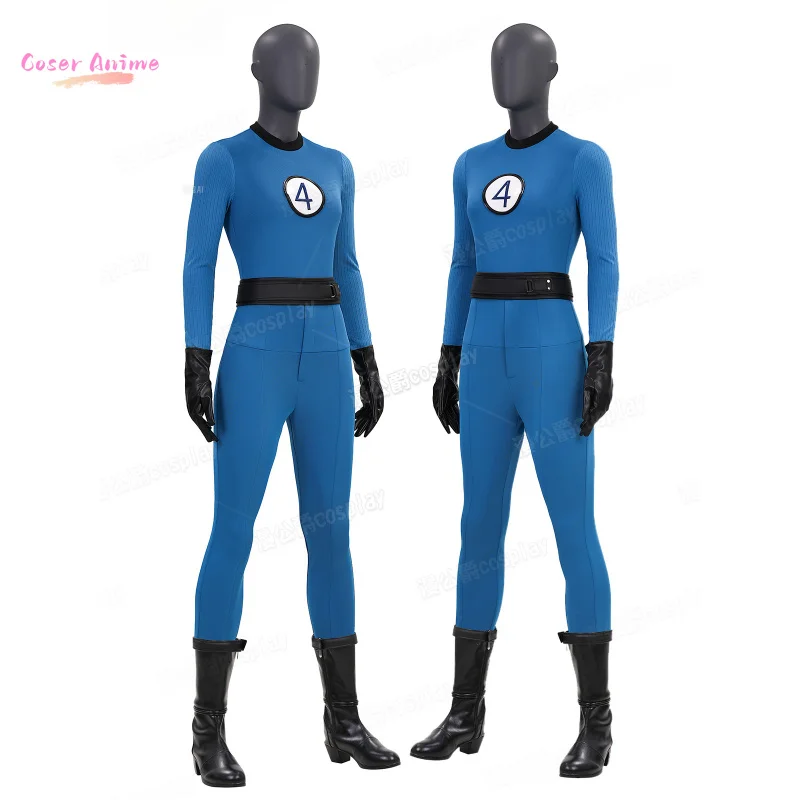 Fantastic Four Invisible Woman Cosplay Costume Uniform Halloween Party for Women Men Carnival Props