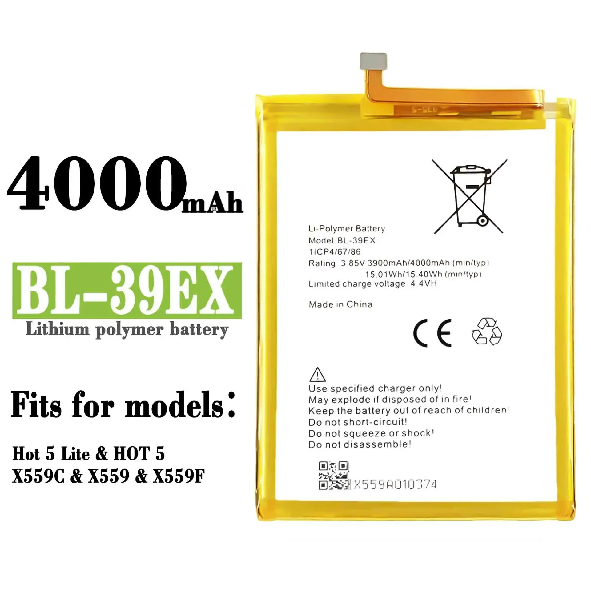 High Quality Replacement Battery For Infinix X559 Hote5 Lite HOT5 Phone BL-39EX New Large Capacity Built-in Battery