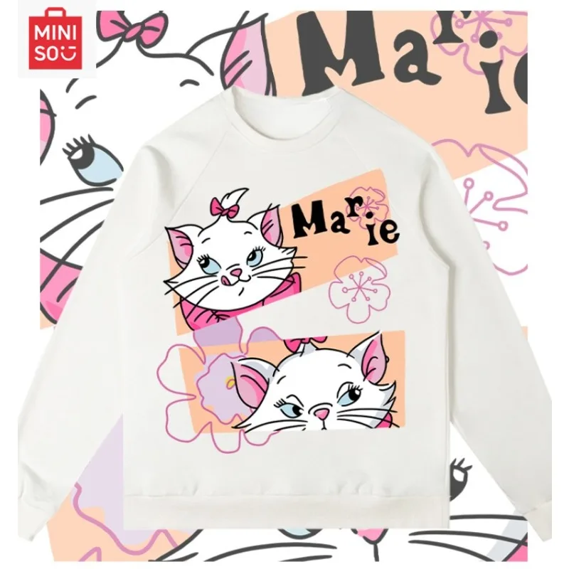 

MINISO collaborates with The AristoCats printed hoodie, long-sleeved loose, cartoonish, casual and cute for girls and boys