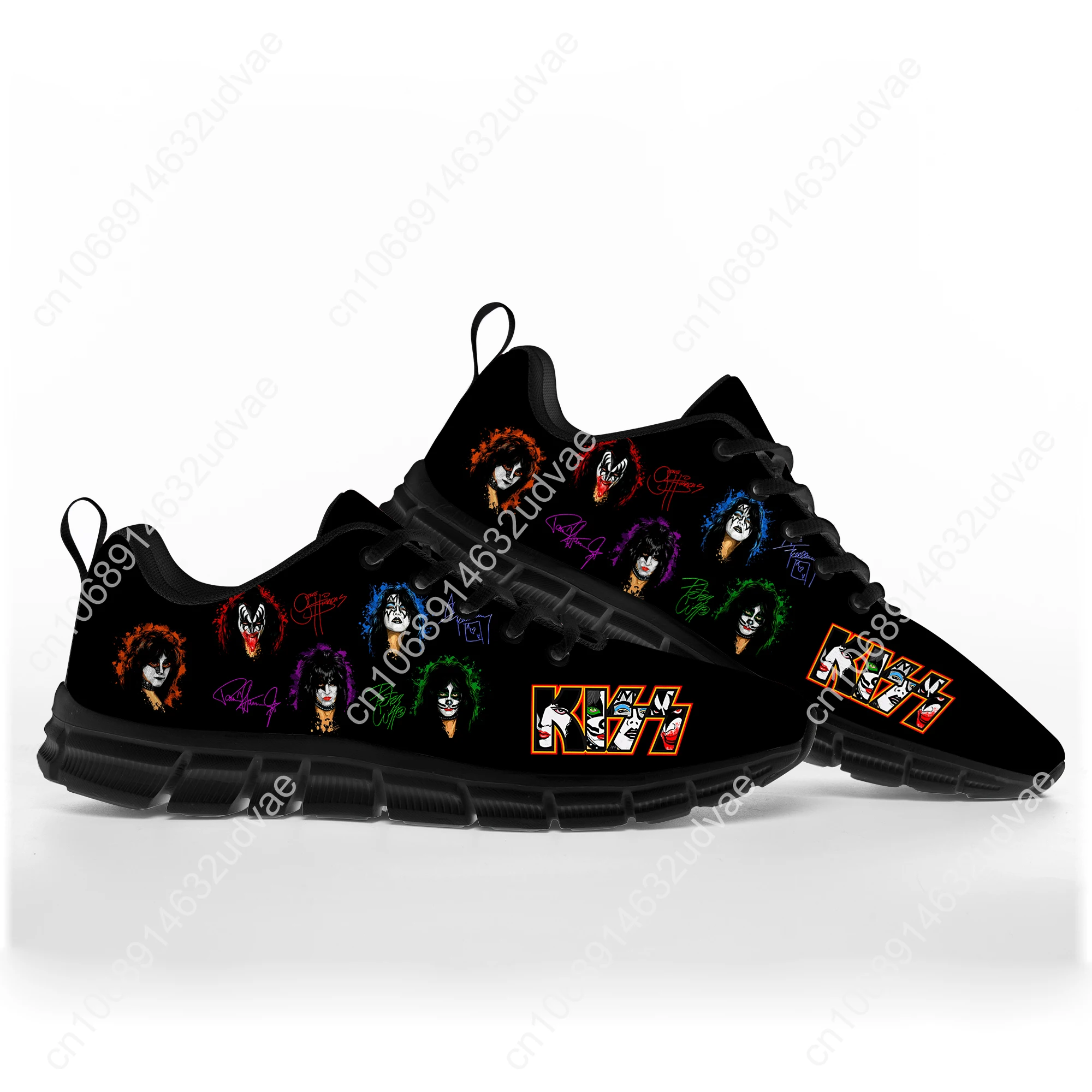 Kiss Rock Band Sports Shoes Men Women Teenager Kids Children Sneakers Footwear Casual Custom Couple Shoes Black