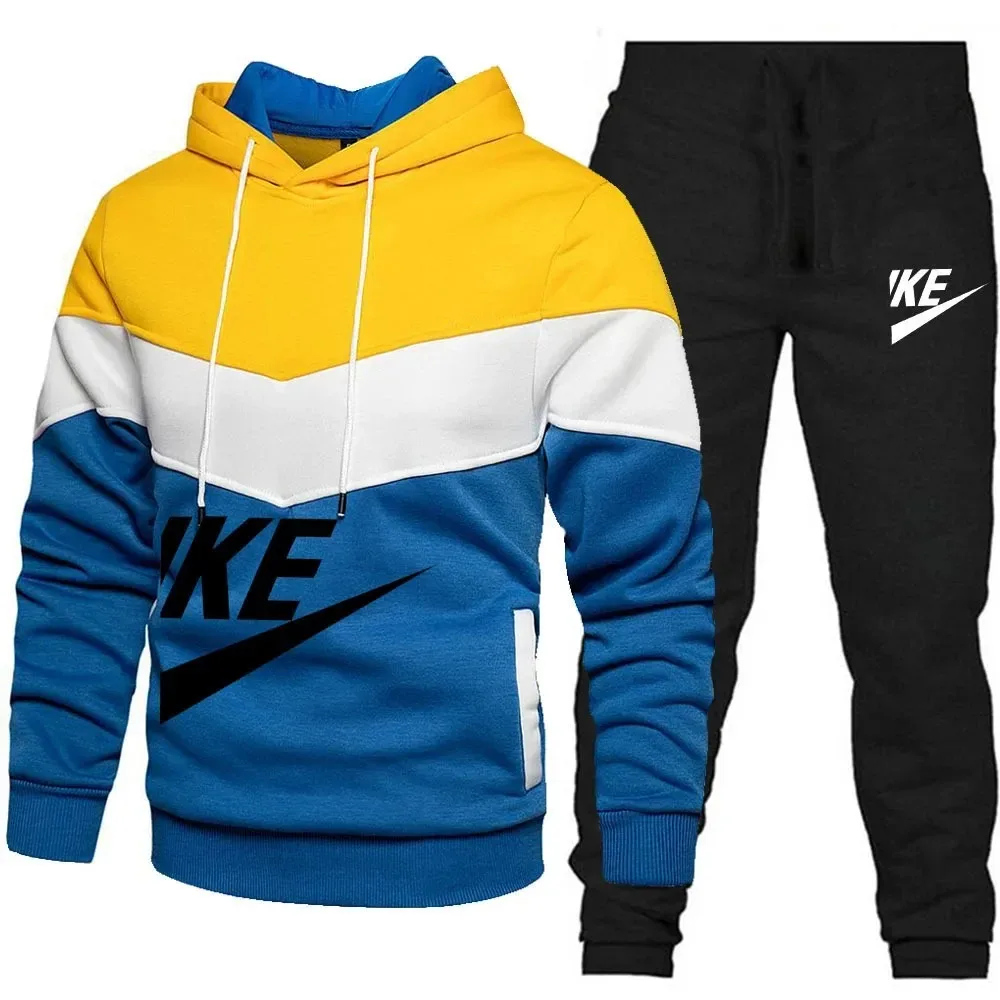 

Men's hooded sweatshirt and pants set, zippered casual sportswear, branded sportswear, autumn and winter novelty, couple outfit