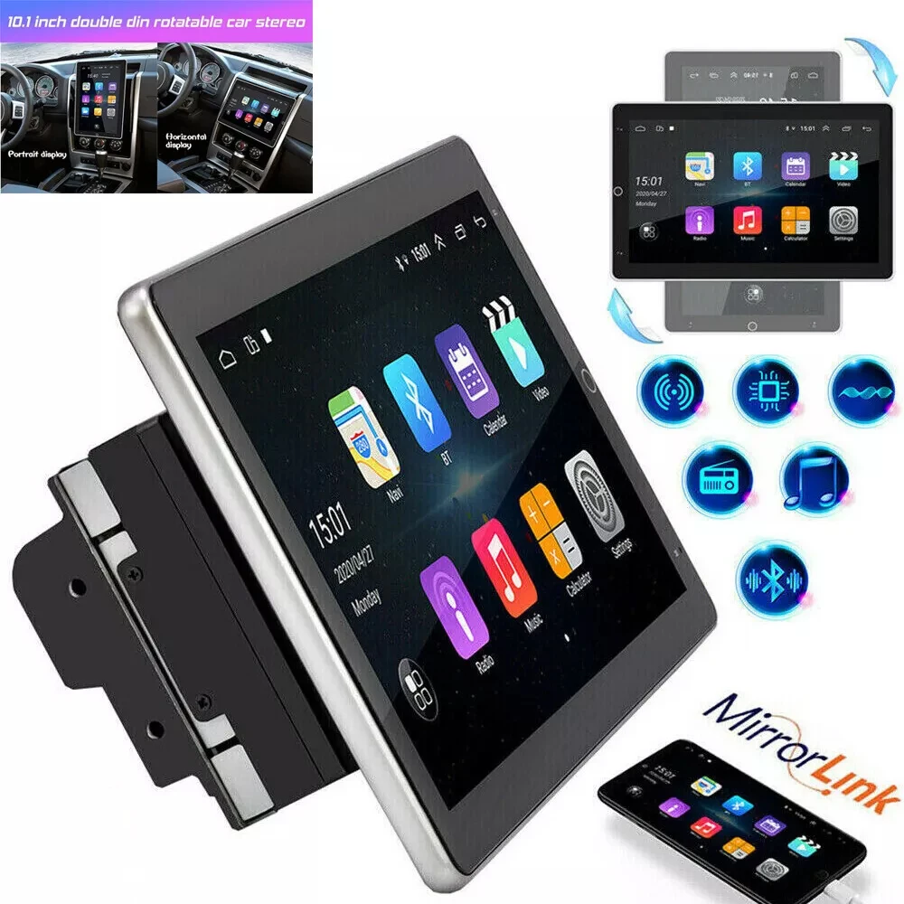 

10.1"Inch Double 2DIN Android 14 Rotatable Tesla Vertical Touch Screen Car Stereo Radio GPS Navi Multimedia Player Universal