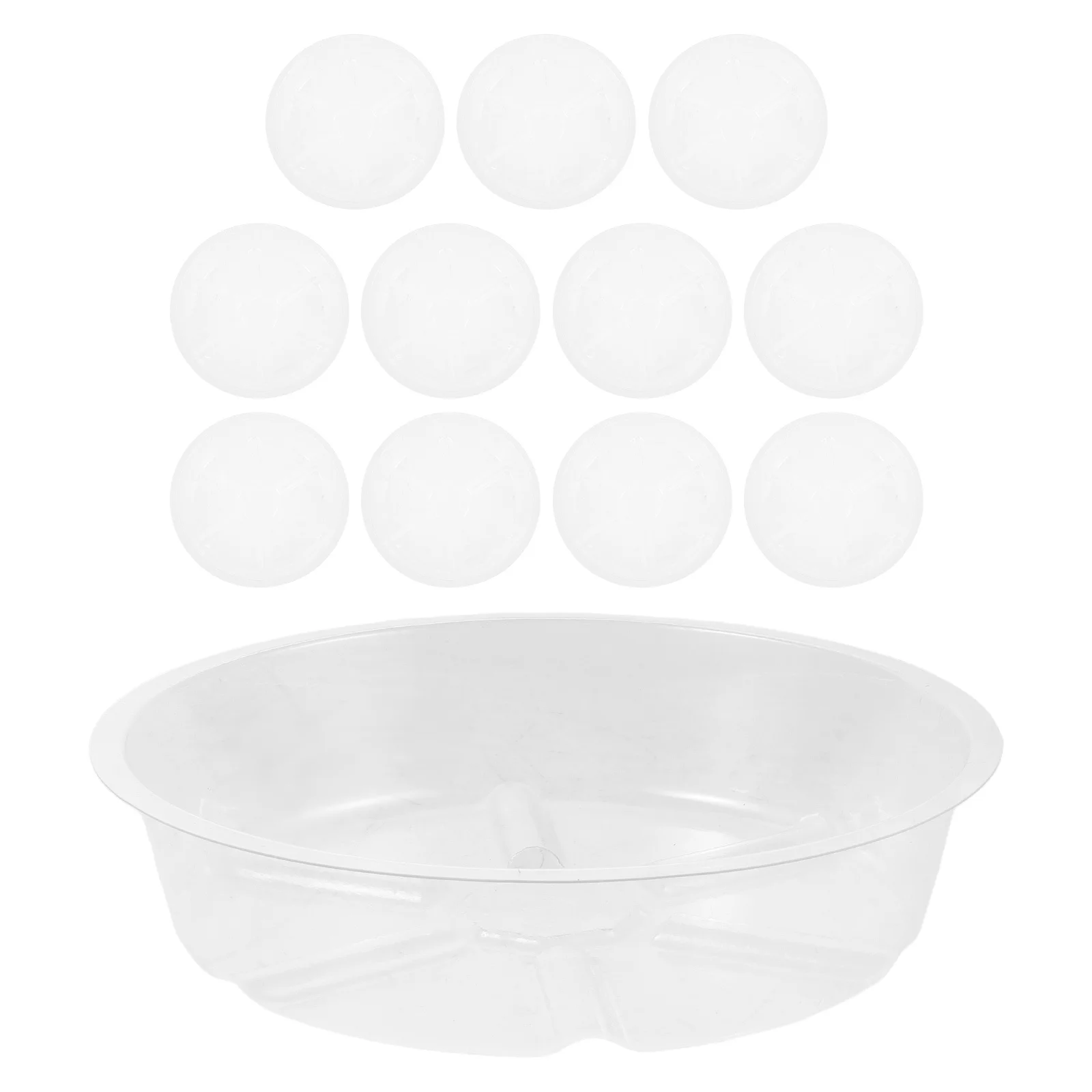

12Pcs Plastic Plant Pot Drip Tray Clear Round Planter Saucers Stable Water Catcher for Indoor Succulents Nursery Garden Pots