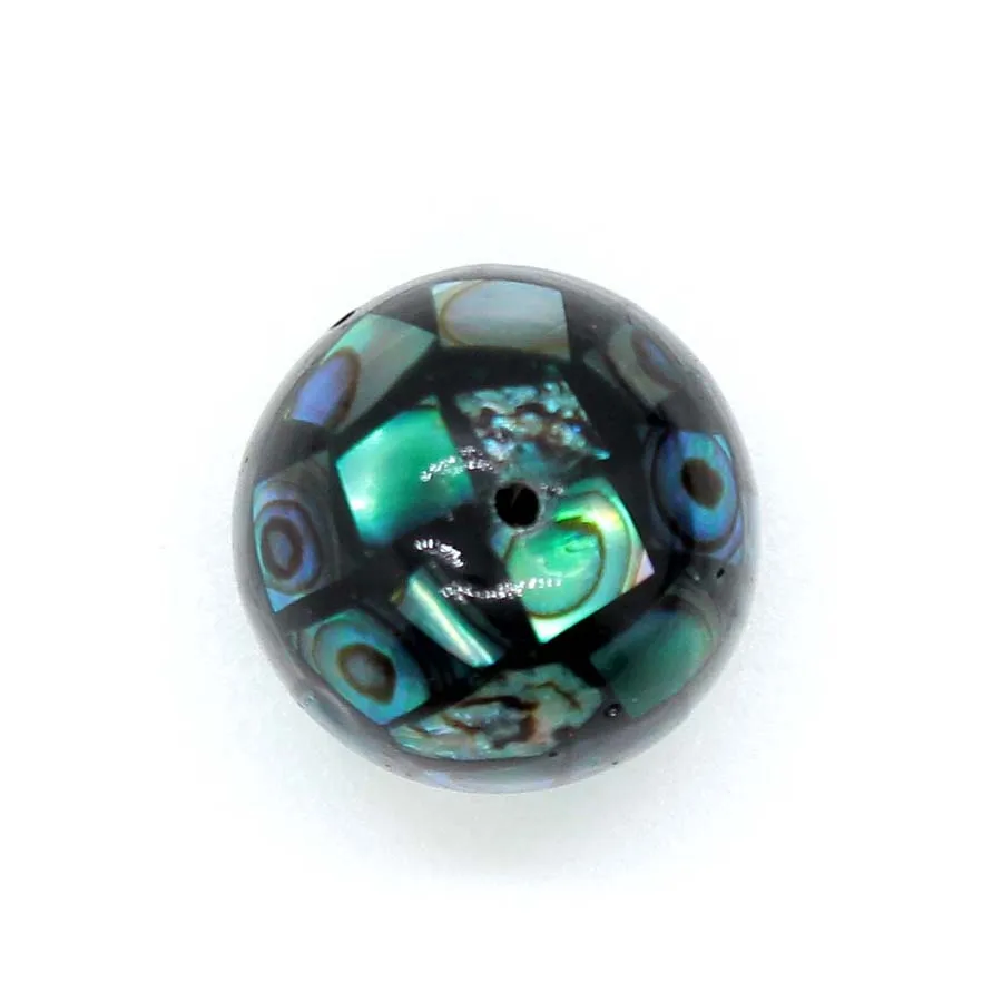 14mm Natural Abalone Shell Round Mosaic Stitching Ball Loose Bead Hole 1.2mm Women DIY Handmade Jewelry Necklace Bracelet Making