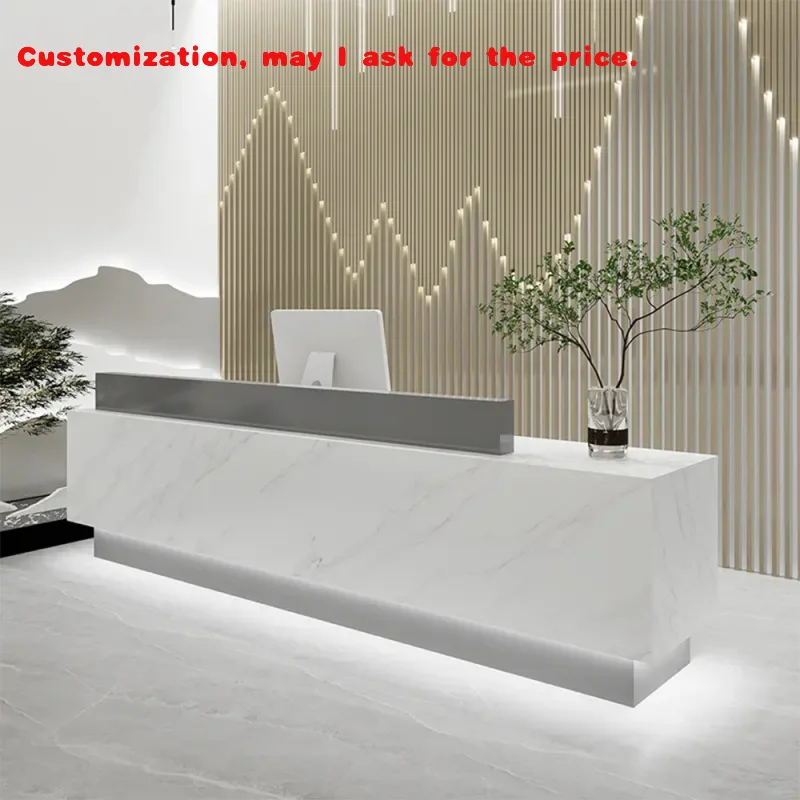 

custom.LR-RD-046 New Arrival Luxury Reception Desk Nordic Style Front Desk Customizable Reception Counter Company Reception