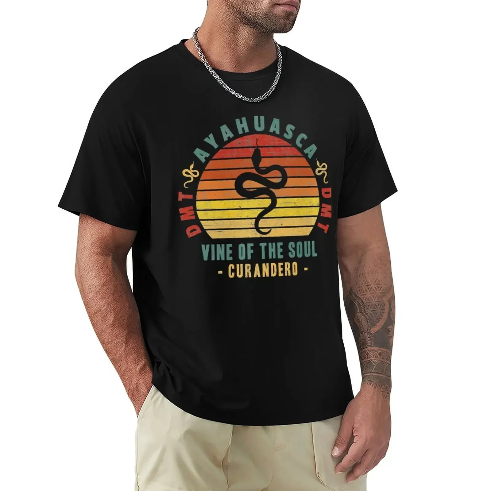 Ayahuasca Shaman, Vine of the Soul Serpent, Curandero Healer T-Shirt graphic Men's new in tops & tees vintage Informal Outfits