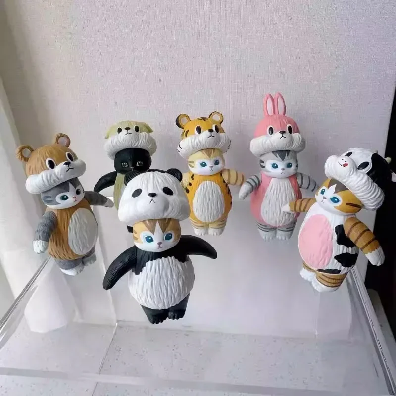 Cute Cats Series Cross Dressing Gacha Toys Panda Cow Tiger Rabbit Bear Dog Creative Model Ornaments Bulk Toys