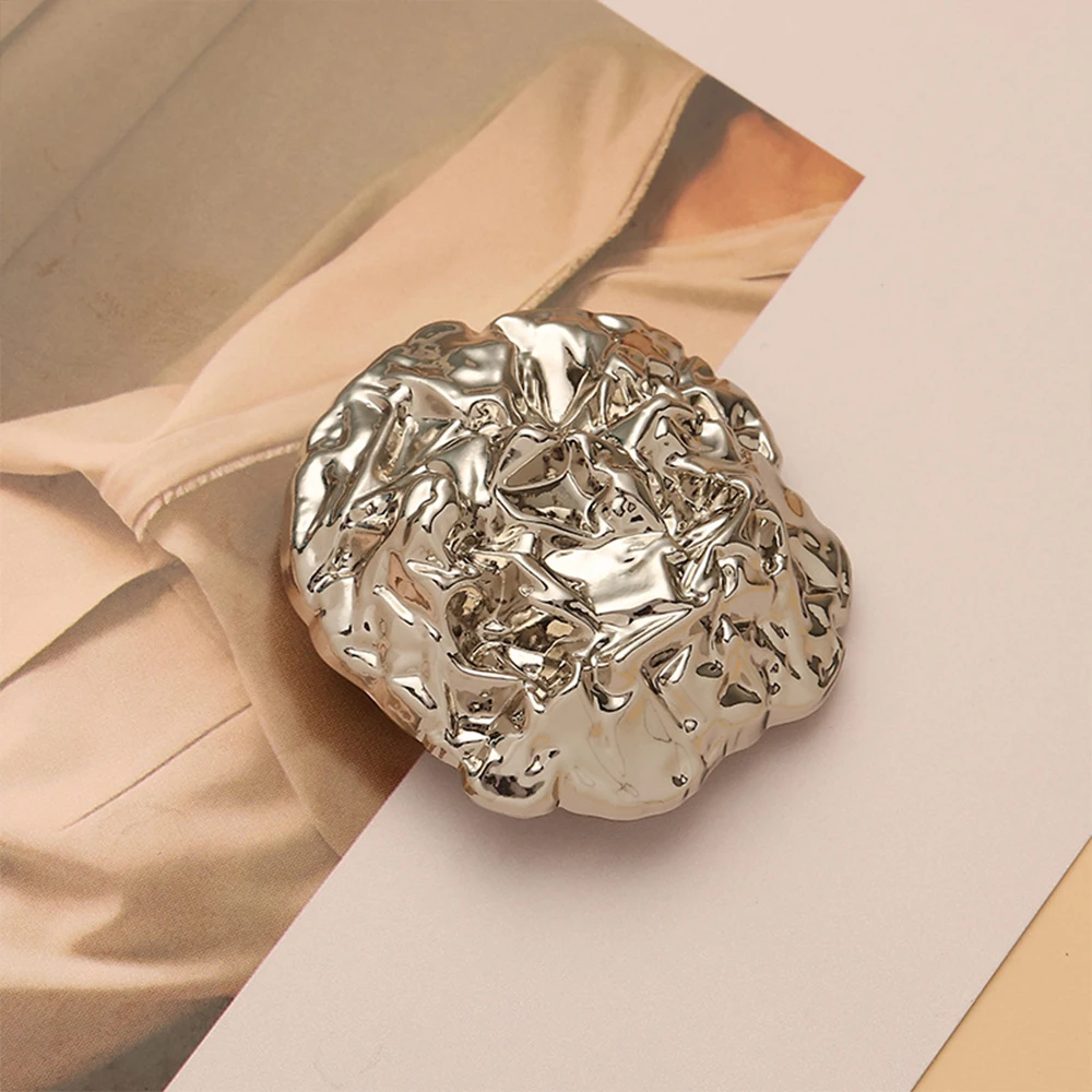 10 قطعة أزرار معدنية مجردة متعددة الاستخدامات للسترات/الحقائب/الحرف اليدوية ذاتية الصنع ، 17/22/35 مللي متر أزرار ذات شكل غير منتظم الذهب والفضة