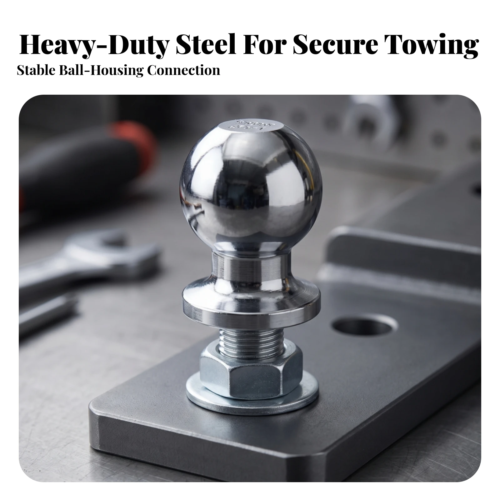 Trailer Hitch Ball Polished Silver Trailer Ball with Nut and Washer Hardware Corrosion-Resistant Dependable for Towing Setup