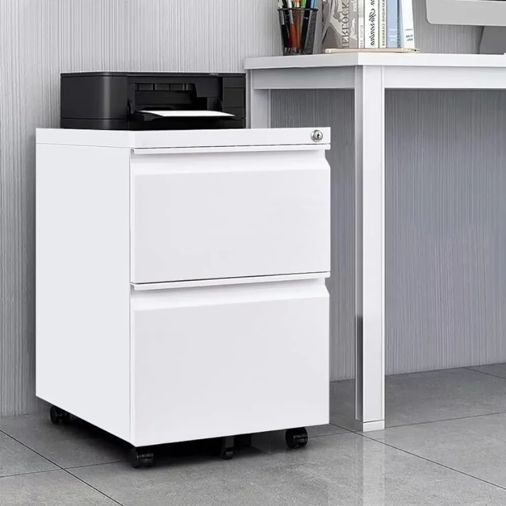 

2-Drawer Mobile File Cabinet with Lock Commercial Vertical Cabinet Rolling Filing Cabinet for Letter/A4 Size Free Delivery