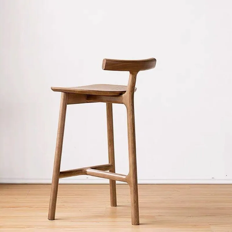Nordic solid wood bar chair, simple and fashionable casual bar KTV high stool view 3