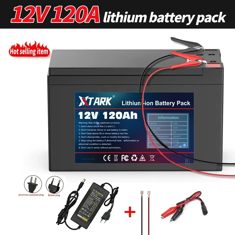 New 18650 3S6P 12V 120Ah Lithium Battery Pack,Built-in 30A BMS,For Solar Energy Electric Vehicle Li-ion Battery+12.6V Charger