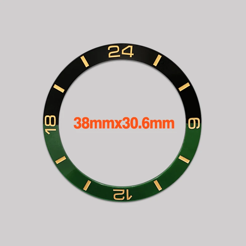 Cerâmica Inserir Moldura para Watch Case, peças curvas, 24 horas Bezel Insert, Fit para SUB, GMT, SKX007, SRPD, 38mm