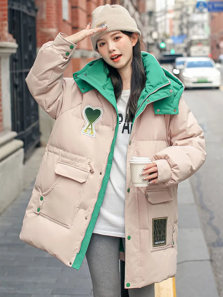 Warmth Winter Down Coat Jackets Women Hooded Parka Winter Clothing Snow Coat Casual Thick Short Puffer Jacket Streetwear 130KG