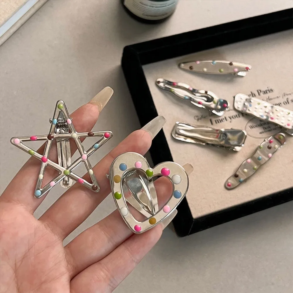 Flash Star Hairpin for Women Flower Luxury Bangs Clip Edge Clip Metal Duckbill Clip Hairpin Y2k Hair Accessories New Headwear