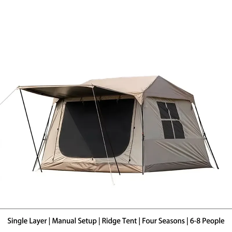 Quick-Setup Ridge Tent-Awning Combo Extra-Large Outdoor Camping Gear Set Oxford Cloth UV Protection Four Seasons 3000mm