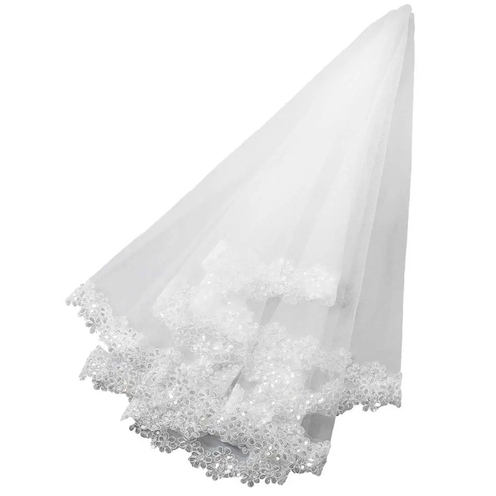 

1T 1 Tier Flower Bride Sequin Bridal Wedding Veil