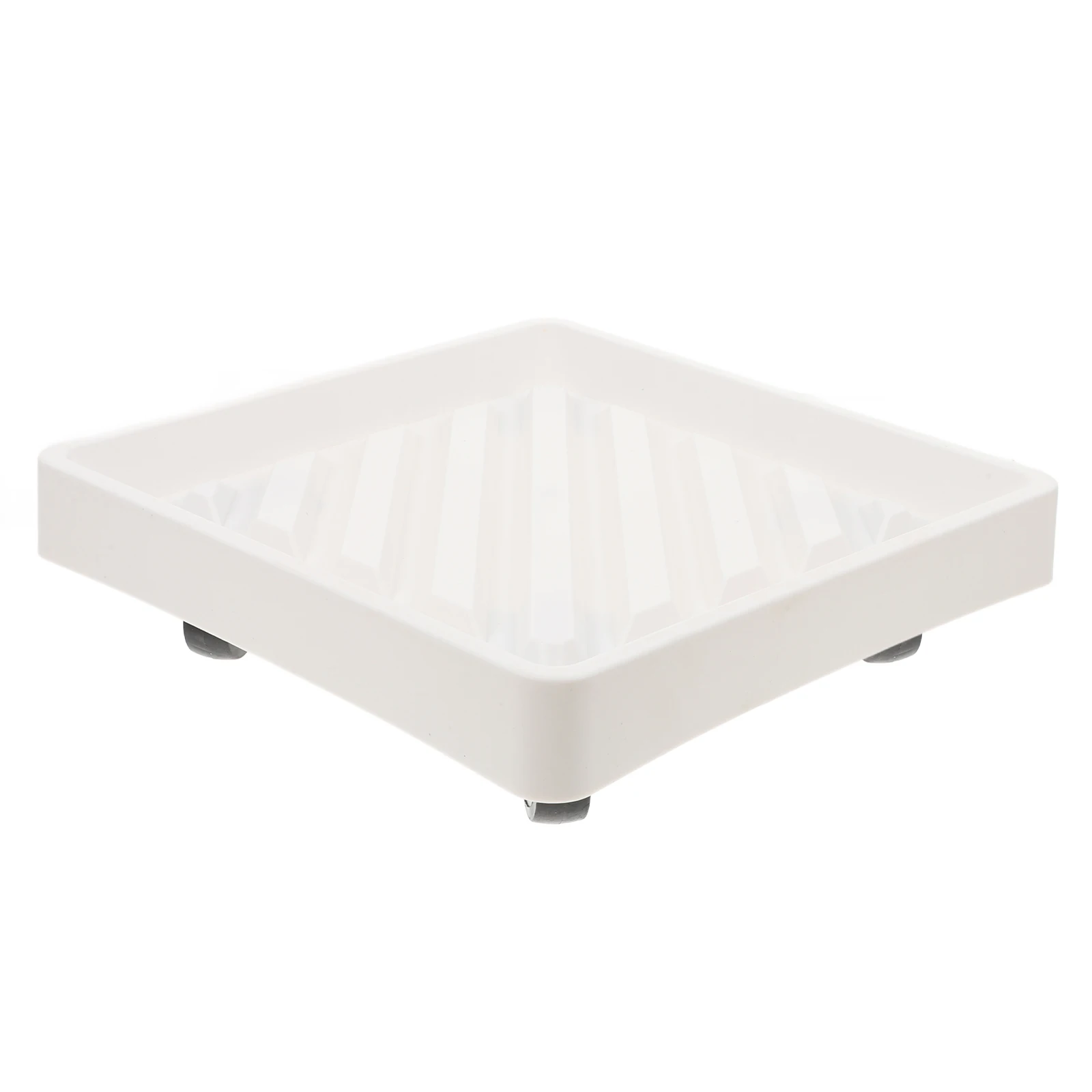 

1pc Square Mobile Planter Tray Caster Wheels White Pot Base Dolly Plant Stand Rolling Coaster Sturdy Water Storage Easy Mobility