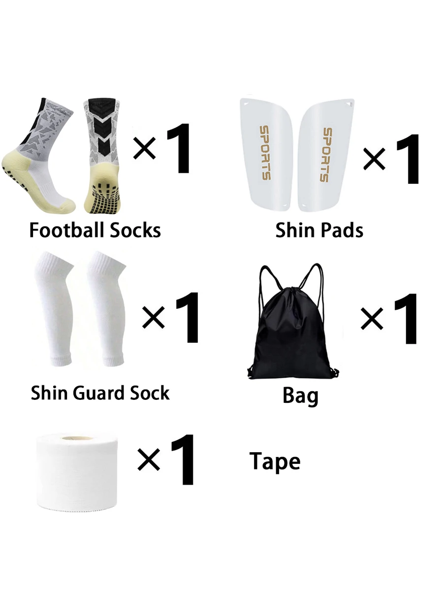 

1 Set of Football Equipment Men's and Women's Sports Football Socks with Drawstring Ball Bag Sports Socks Cover Tape Leg Guard