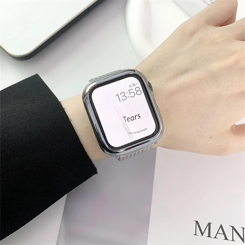 Luxury Glossy Electroplated Case For Apple Watch Case 45mm 41 40 44 42 38 Korea Plating TPU Protective Soft For Series 9 8 7 6 5