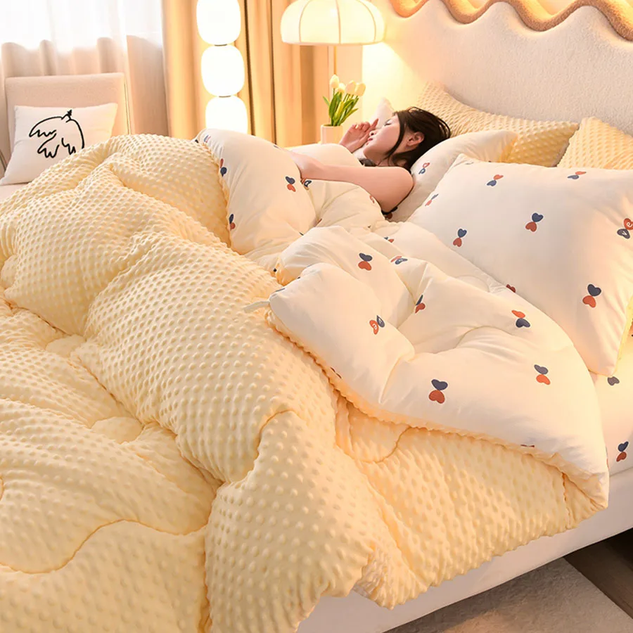 Microfiber is thickened by 3D beanie velvet to protect the warm winter blanket by single double fall and winter