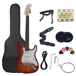 39 Inch ST Electric Guitar 21 Frets 6 Strings Basswood Body Maple Neck Guitar With Speaker Necessary Guitar Parts & Accessories