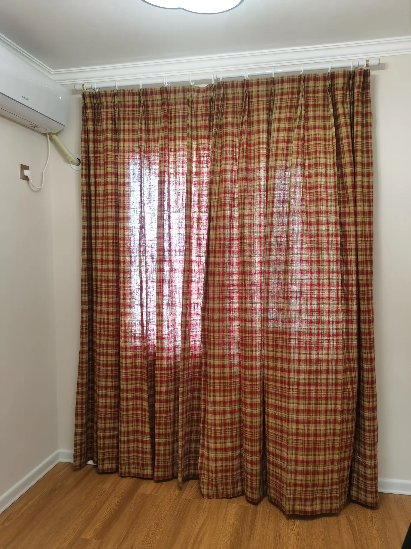 

Classic Plaid Light Flittering Curtains, 100% Cotton Linen, British Lattice, Living Room, Bedroom Curtain,Pastoral Window Drapes