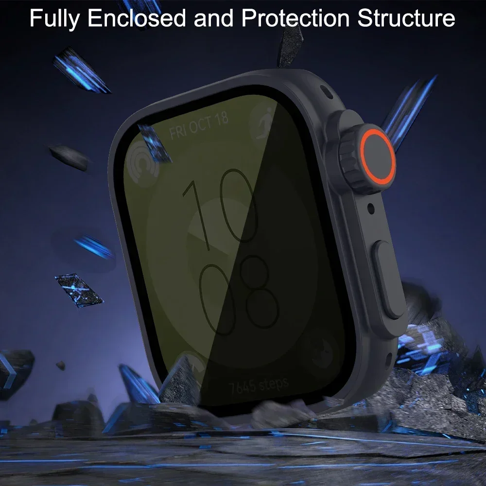 PC+Tempered Glass Change To Ultra Case for Huawei Watch Fit 3 Privacy-Proof Full Coverage Protective Bumper Case for Huawei Fit3